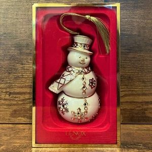 Lenox Florentine & Pearl Snowman Ornament in Original Box